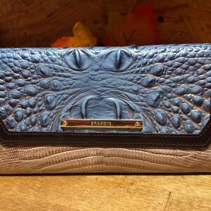 Brahmin Blue and Tan Embossed Wallet